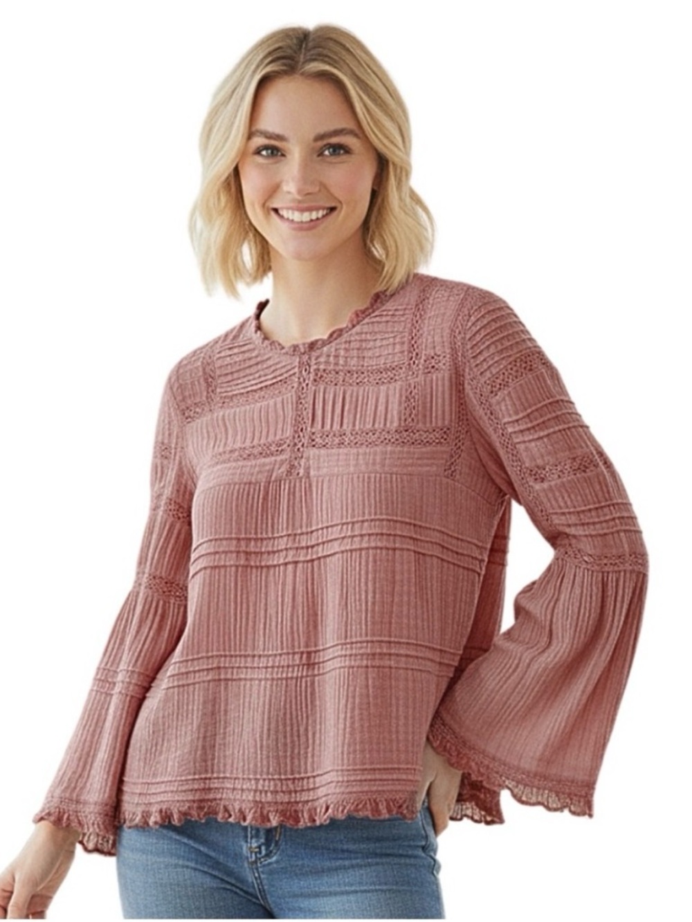 Free People Pink Olivia Blouse Size Small